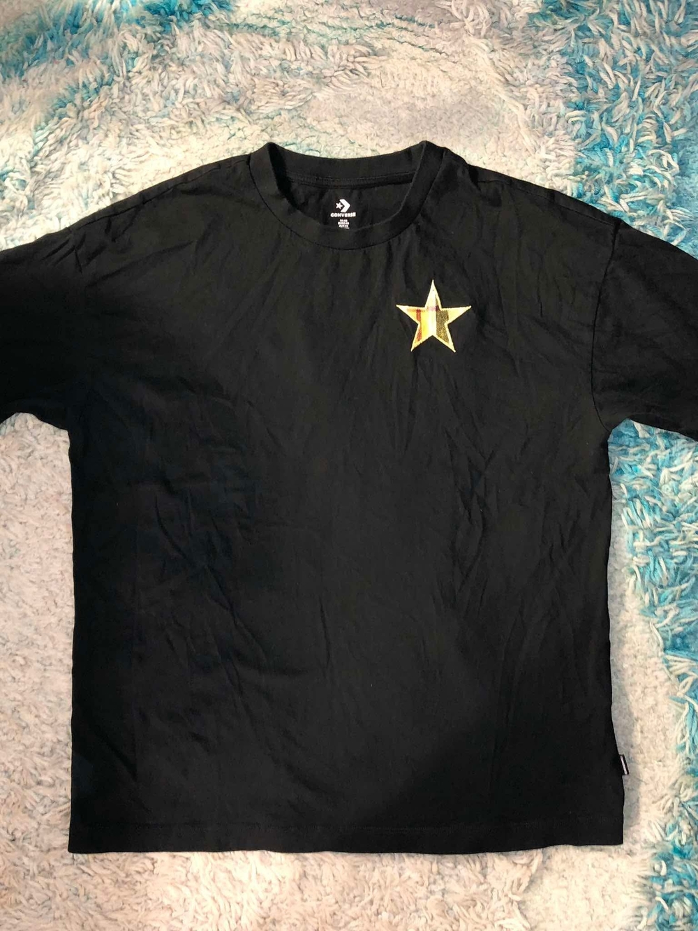 Converse Men’s Black Tee with Gold Star Patch